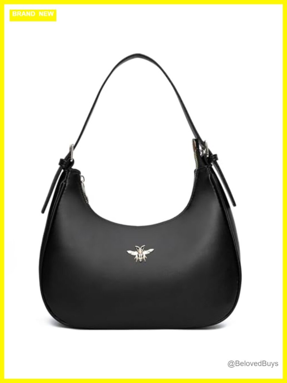 Small Vegan Leather Crescent Shoulder Bag